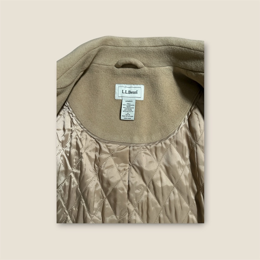 L.L. Bean Women's 100% Wool Tan Pea Coat - Picture 5 of 5